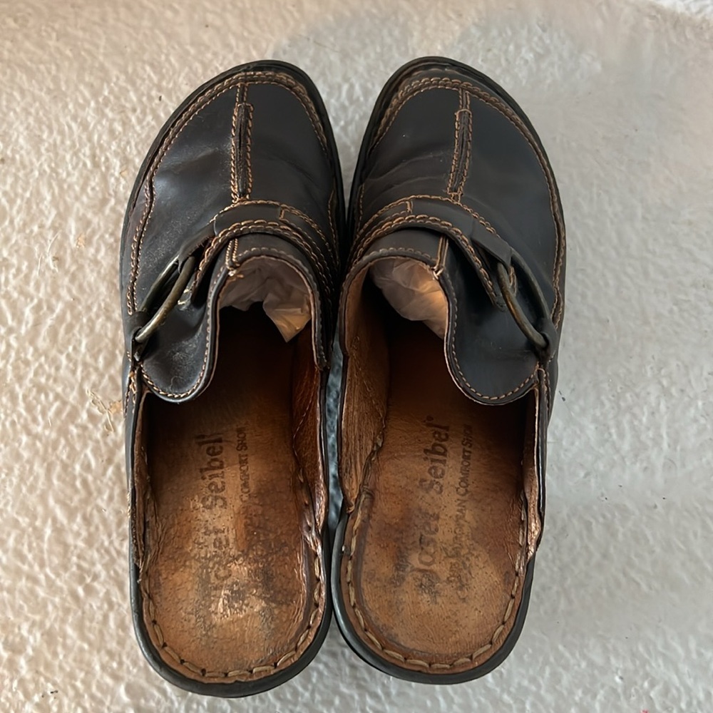 Josef Seibel Genuine Brown Leather Clog Shoes Size 7.5 - Picture 4 of 5